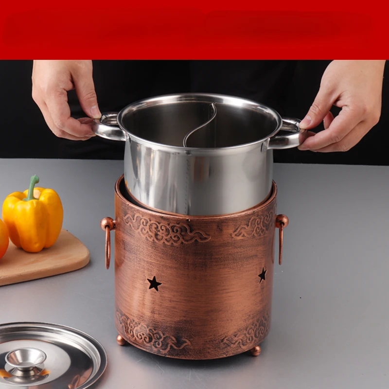 

Hot pot spicy pot commercial stainless steel alcohol stove small chafing pot mandarin duck pot