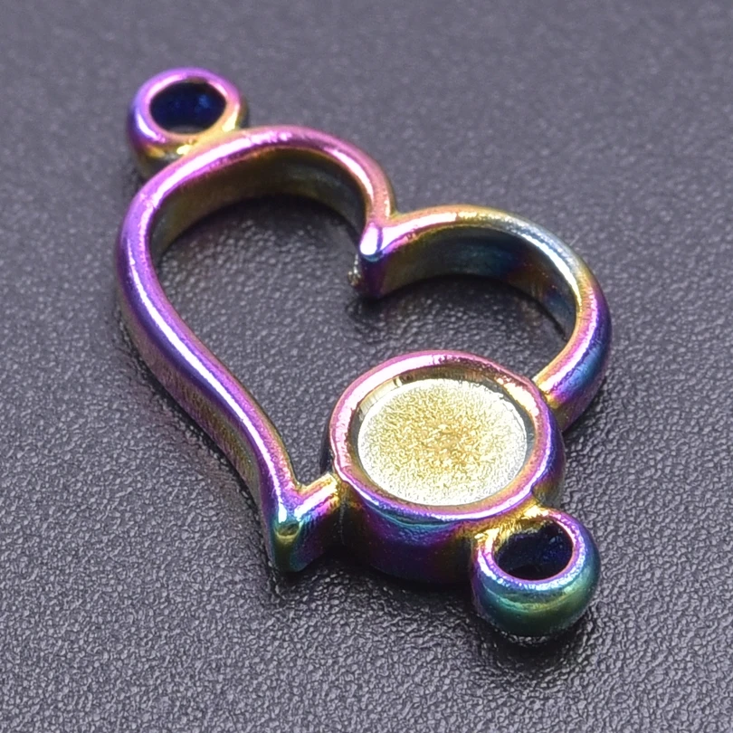 3pcs/Lot Stainless Steel Charms For Earrings Making Supplies Metal Jewelry Heart Shape Hollow Pendants Double Hole Accessories