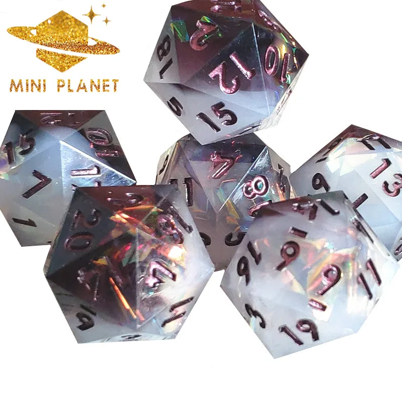 

MINI PLANET DND D20 Dice With Sharp Edges Polyhedral Resin 20 sided Dice For RPG Board Game Custom D20 d&d Dice Dark Knight