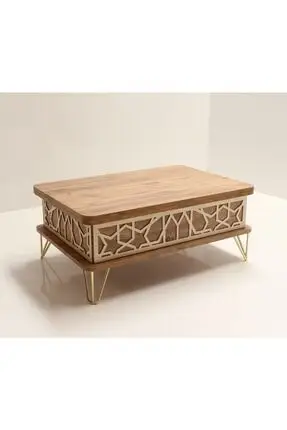 

Modern lux Smart Openable Coffee table 3 Stage Drawers Gold Metal Legs coffe table