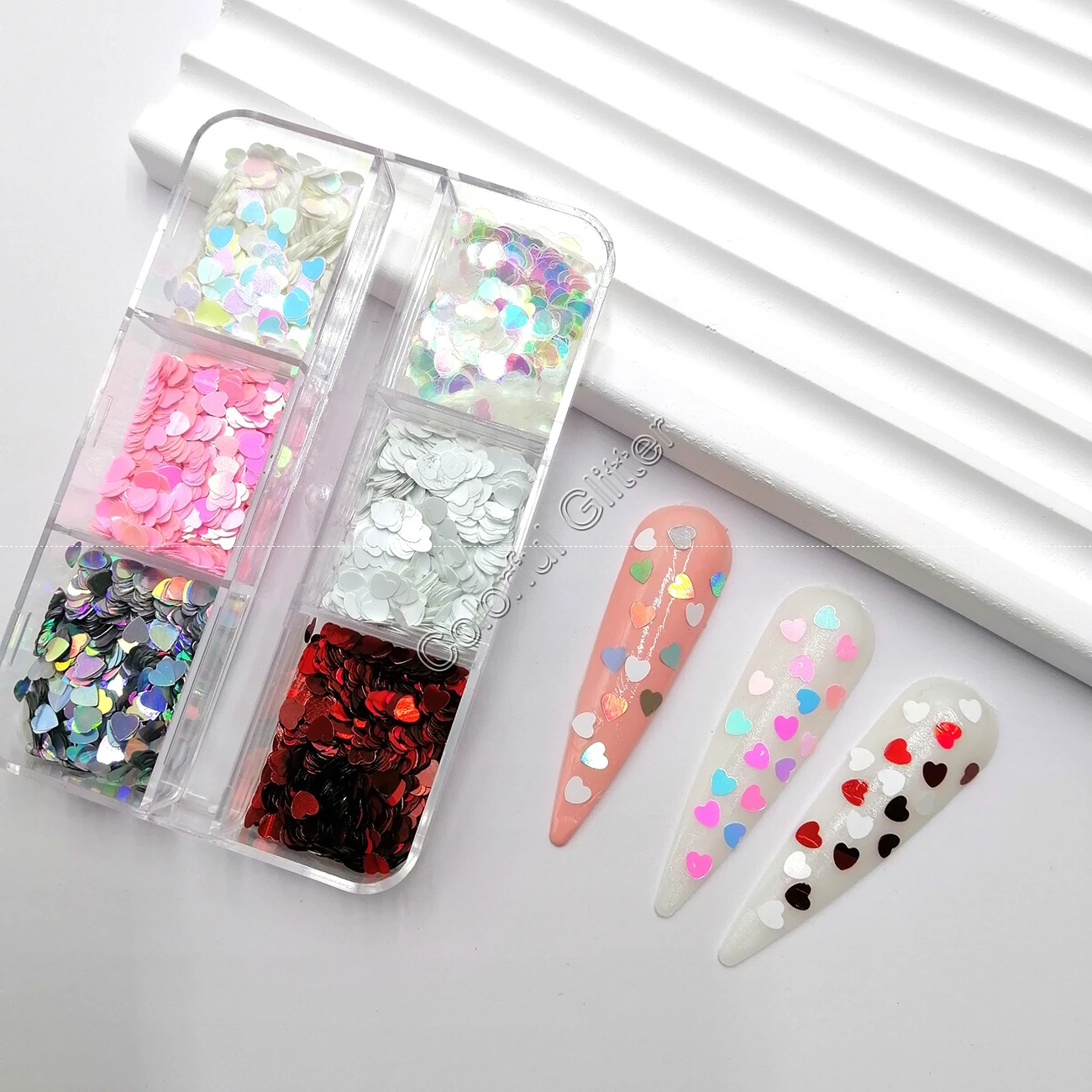 6-ячеечный Сверкающий Блеск 3 Мм В Форме Сердца И Большие Хлопья, Набор ...