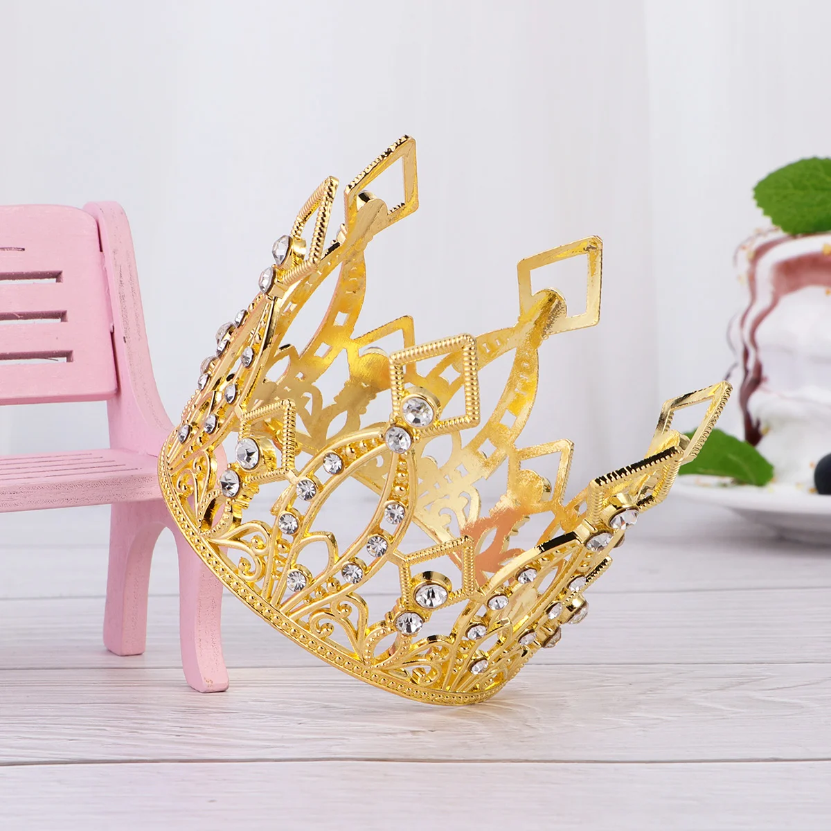 

Tiara Gold Wedding Birthday Crystal Prince Little Girl Tiaras Decoration