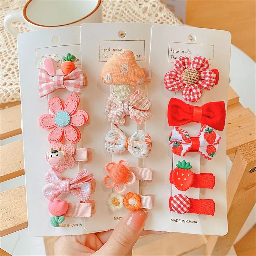 

5Pcs/set Cute Bow-knot Headdress Sweet Hairpins Barrettes Kids Hair Clips Hair Accessories