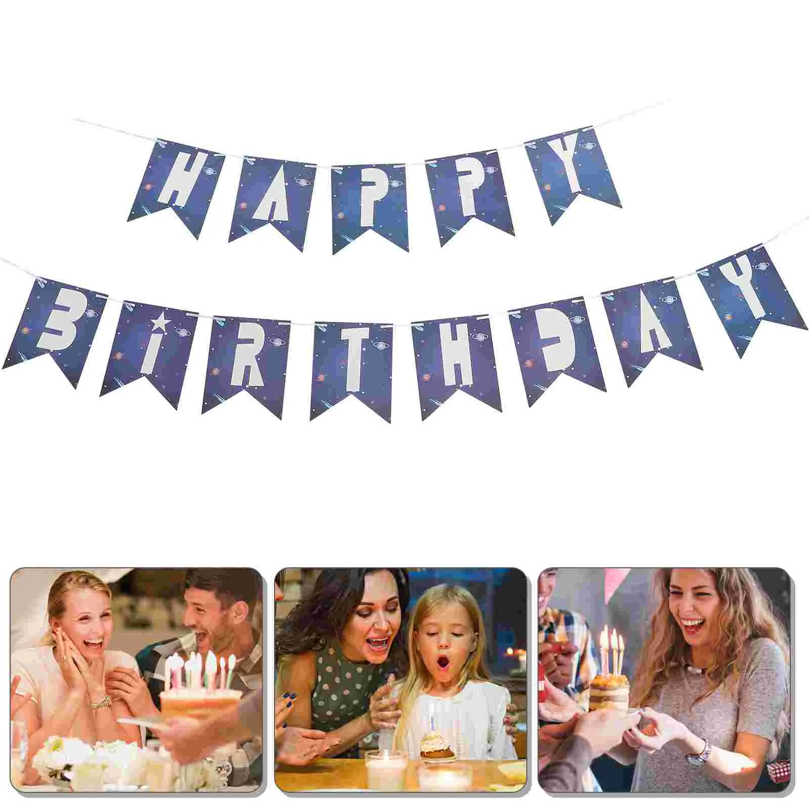 

2pcs Delicate Decorative Exquisite Birthday Hanging Decors Birthday Letter Streamers Letters Banners
