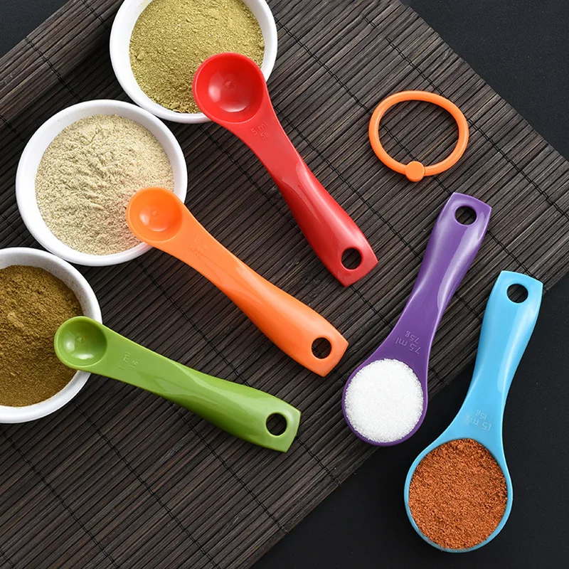 

5Pcs Colorful Measuring Spoon Set Stackable Baking Cake Measure Scoop Teaspoon For Liquid Coffee Sugar Kitchen Cooking Tools