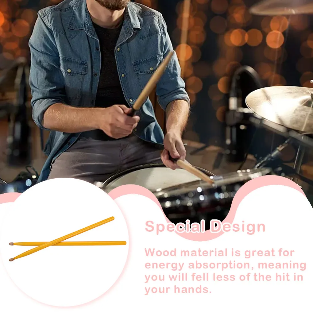 

2 Pieces Wood Drumstick Professional Handheld Musical Accessory Parts Smooth Percussion Mallets Beginners Band Supplies