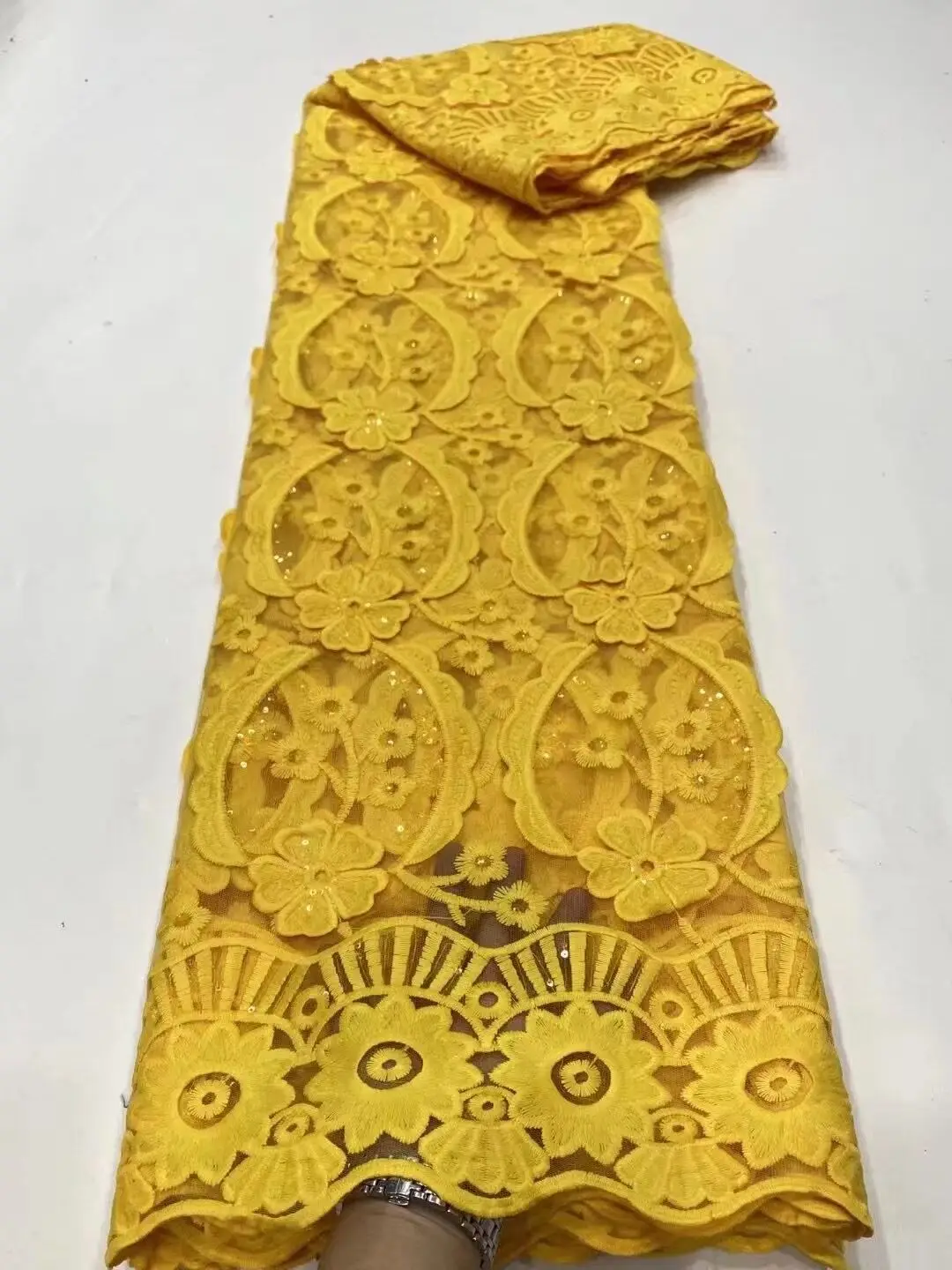 

Latest French Lace With Sequins Red Cord Lace Fabric 2021 High Quality Nigerian Guipure African Embroidered