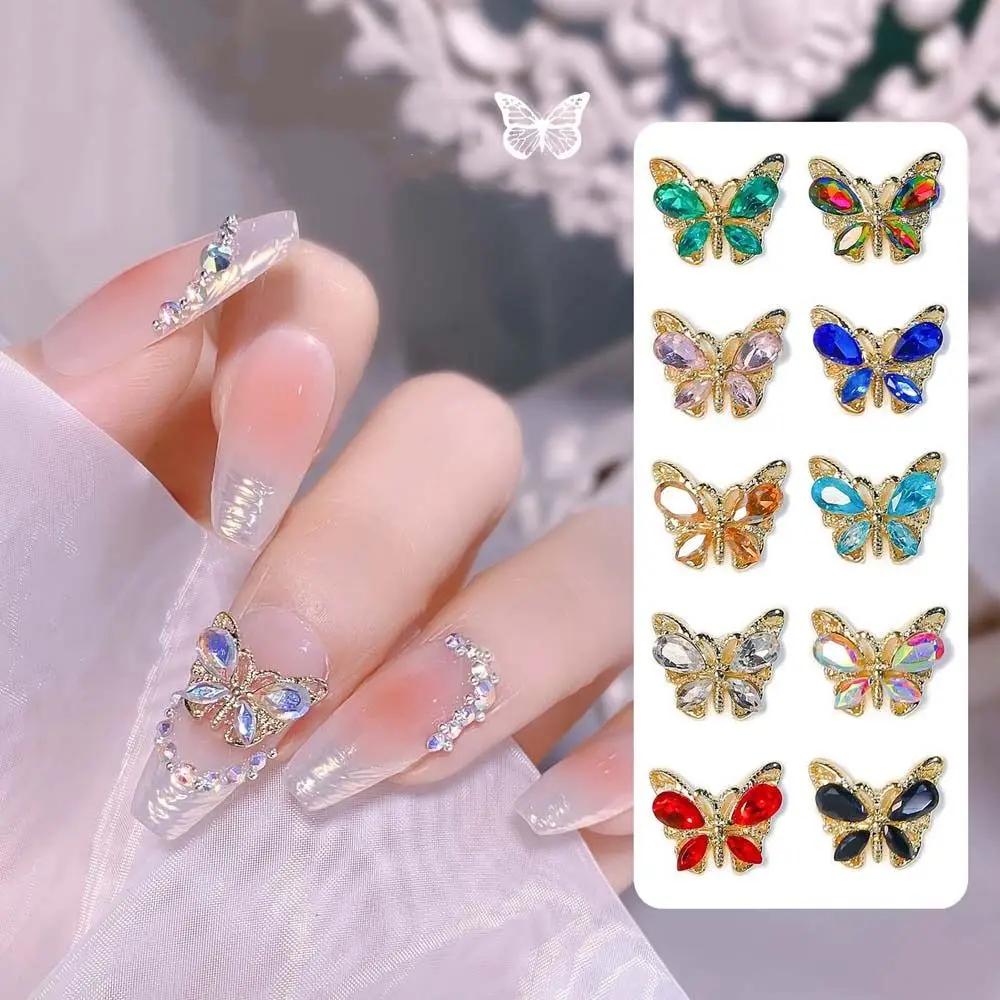 

5Pcs/set Aurora Zircon Butterfly Nail Art Rhinestones Alloy Nail Art Decorations 3D Shiny Zircon DIY Manicure Accessories