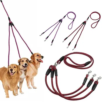 3 Way Dogs Coupler Leash Triple Pet Leashes No Tangle Dog Triple Lead Nylon Traction Rope for Walking Pet Leash Fit for Puppies 1