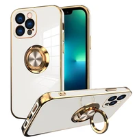 tpu plating phone case for iphone 11 12 13 pro max mini magnetic attraction with ring soft cover for iphone x xr 7 8 plus se2022