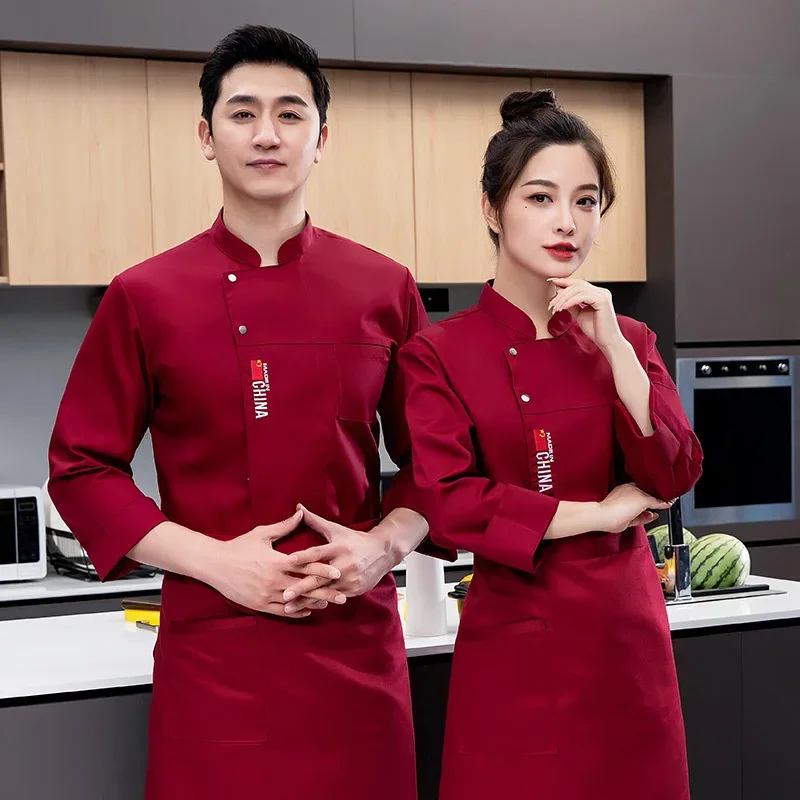 Водонепроницаемая рабочая форма шеф-повара с длинными рукавами больших размеров