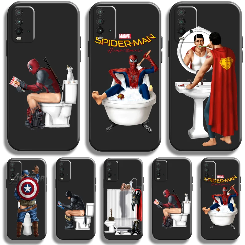 

Marvel Funny Spiderman Phone Case For Xiaomi Redmi Note 8 8T Pro Case For Redmi 8 8A Liquid Silicon Coque Carcasa Funda Soft
