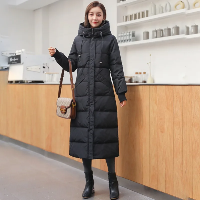 winter jacket coat women  Long down jacket women's knee length 2022 new fashion slim hooded coat