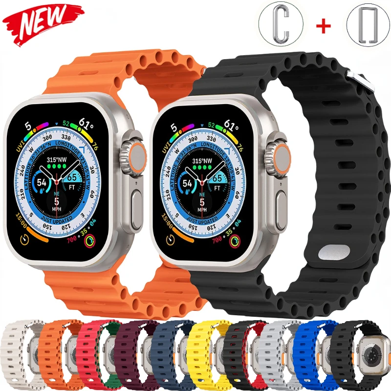 Cinturino Oceanico Per Apple Watch Ultra Band 49Mm 8 7 45Mm 41Mm Cinturino In Silicone Cinturino Iwatch 6 5 4 3 Se 44Mm 40Mm 42Mm 38Mm Band