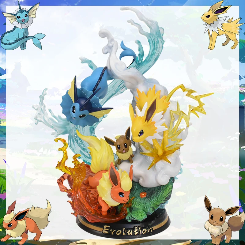 

Фигурка покемона 26 см, эволюция Eevee Vaporeon Jolteon Flareon GK, светящаяся фотосессия, экшн-фигурки из ПВХ, Коллекционная модель, игрушки