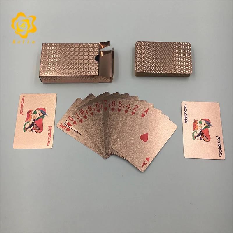 Крутая Водонепроницаемая розовая Золотая фольга пластиковая покерная игра для