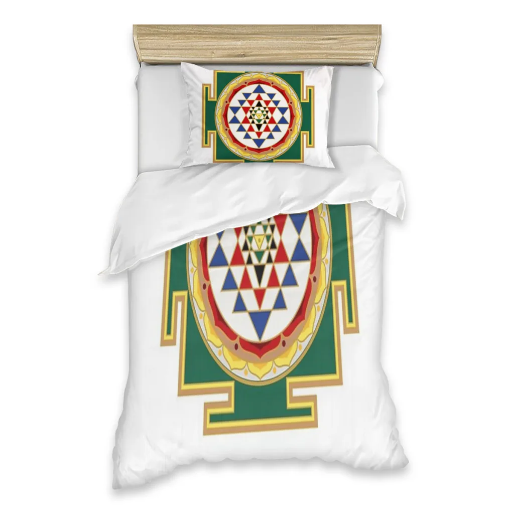 Sri Yantra в традиционных цветах. Комплект простыней. Одеяло. Пододеяльник.