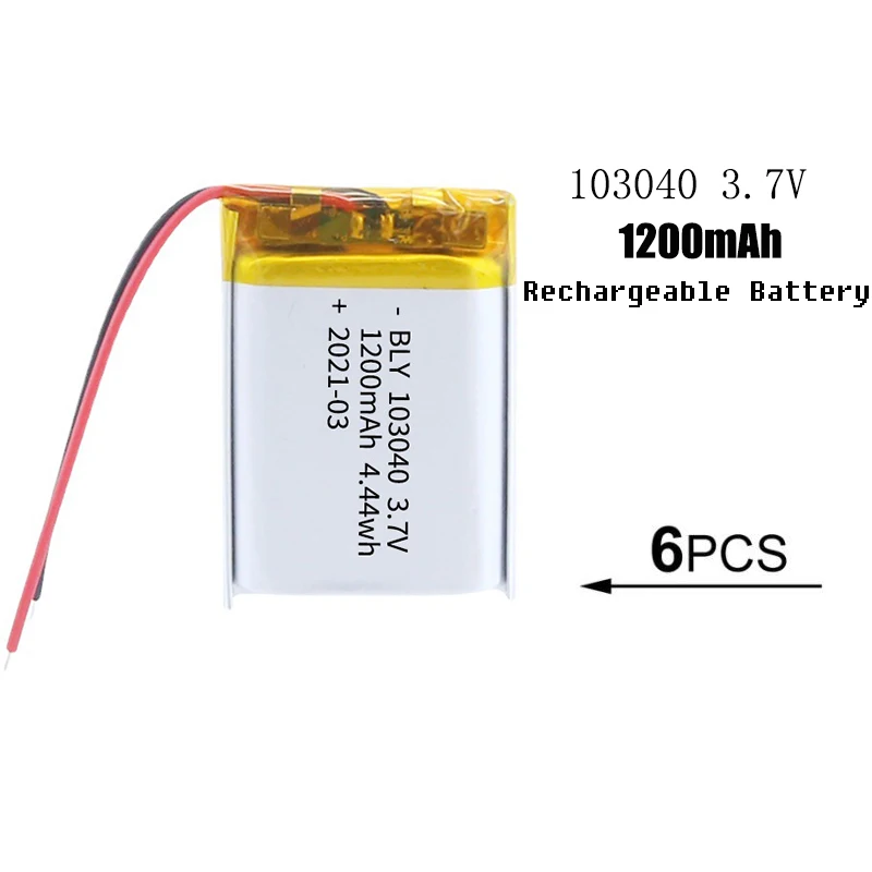 

Rechargeable 1200mAh Li-Po Battery 103040 li-ion Lipo cells Lithium Li-Po Polymer Battery For MP3 MP4 DVD GPS Bluetooth Headset