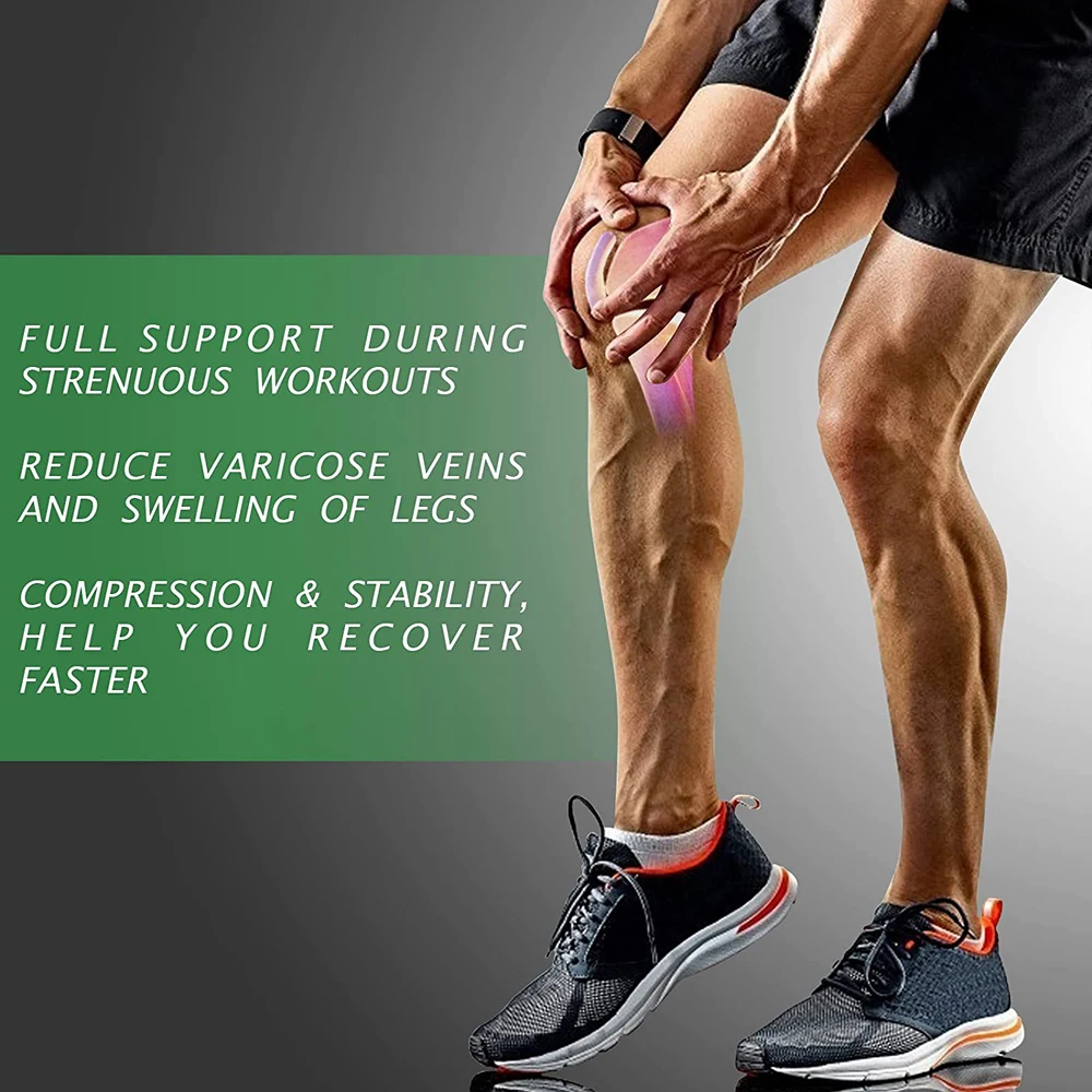 Спортивный нескользящий компрессионный наколенник в полную длину для