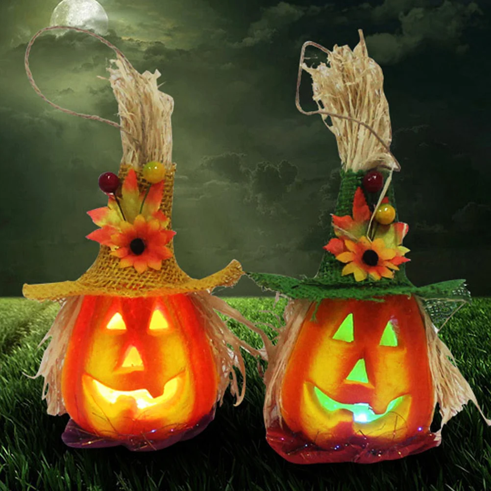 

2pcs Lamps Funny Luminous Prop Hollow Pumpkin Lamps for Party