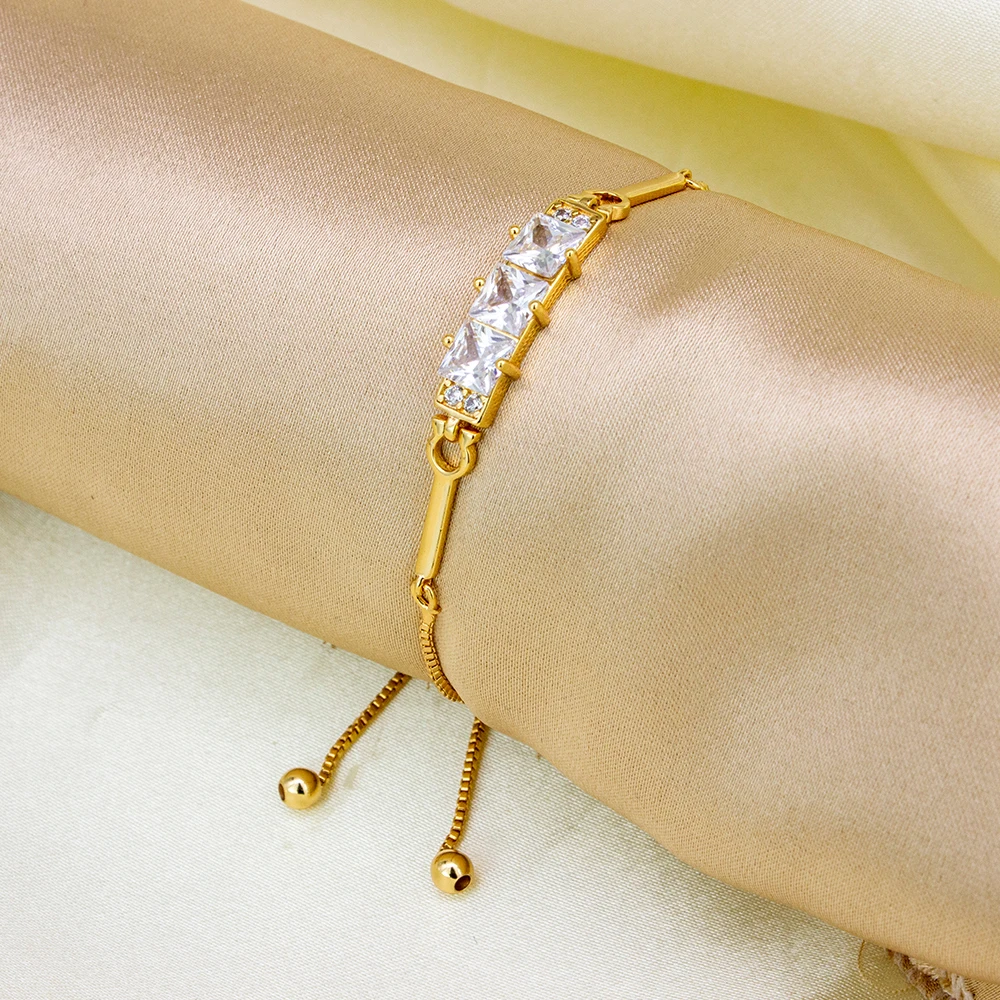 

2022 NEW Arrived Gold Silver Plated Bling Shine In Stock Jewelry Micro Paved CZ Row Drill Cluster Women Charm Bracelet