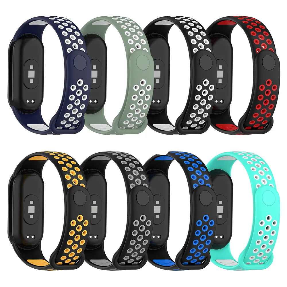 

Спортивный силиконовый ремешок для Xiaomi Mi Band 8, двухцветный браслет