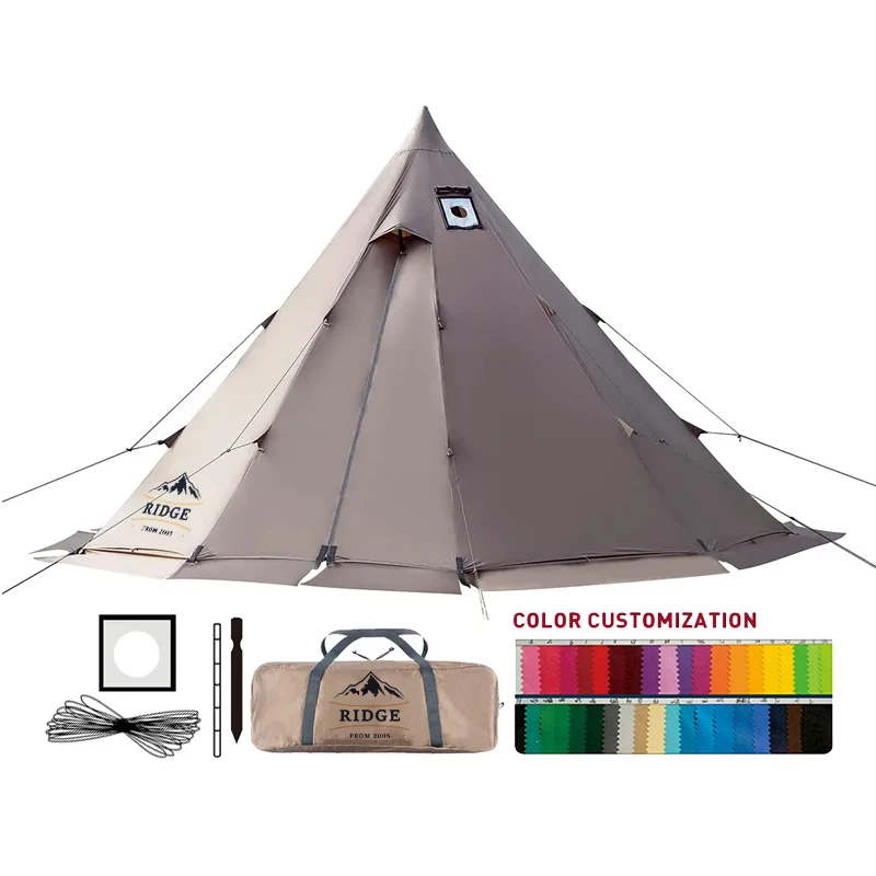 

Hot Tent with Stove Jack Bushcraft Shelter 1~2 Person 4 Season Tipi for Family Camping Hunting Fishing Waterproof Wind-Proof