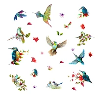 3pcsset hummingbird wall sticker self adhesive pvc removable colorful flower sticker 2930cm household decoration diy