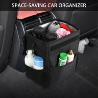 car trash foldable mini waterproof trash can hang storage bag garbage organizer box with adjustable shoulder straps hooks cords