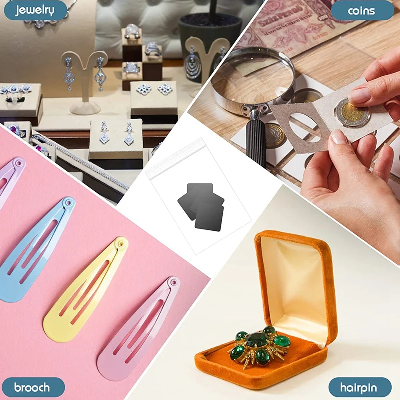 Anti Strips With Clear Plastic Jewelry Bags,100 Anti Tarnish Tabs Strips And 100 Jewelry Plastic For Jewelry Storage