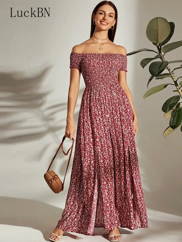 

Летняя женская одежда, платье, пикантное женское платье-пуловер с запахом на одно плечо, с разрезом и цветочным принтом, французское женское...