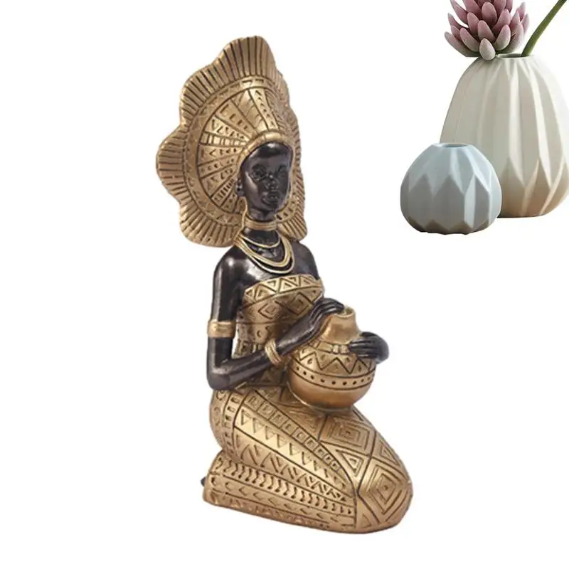 

Tribal Lady Figurine Statues African Women Decorative Statue African Sculpture Home Decor For Table Bedroom Dining Room Offices
