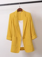 2022 new springsummer chiffon plus size jacket loose casual korean fashion suit womens clothing women top coats yellow blazer