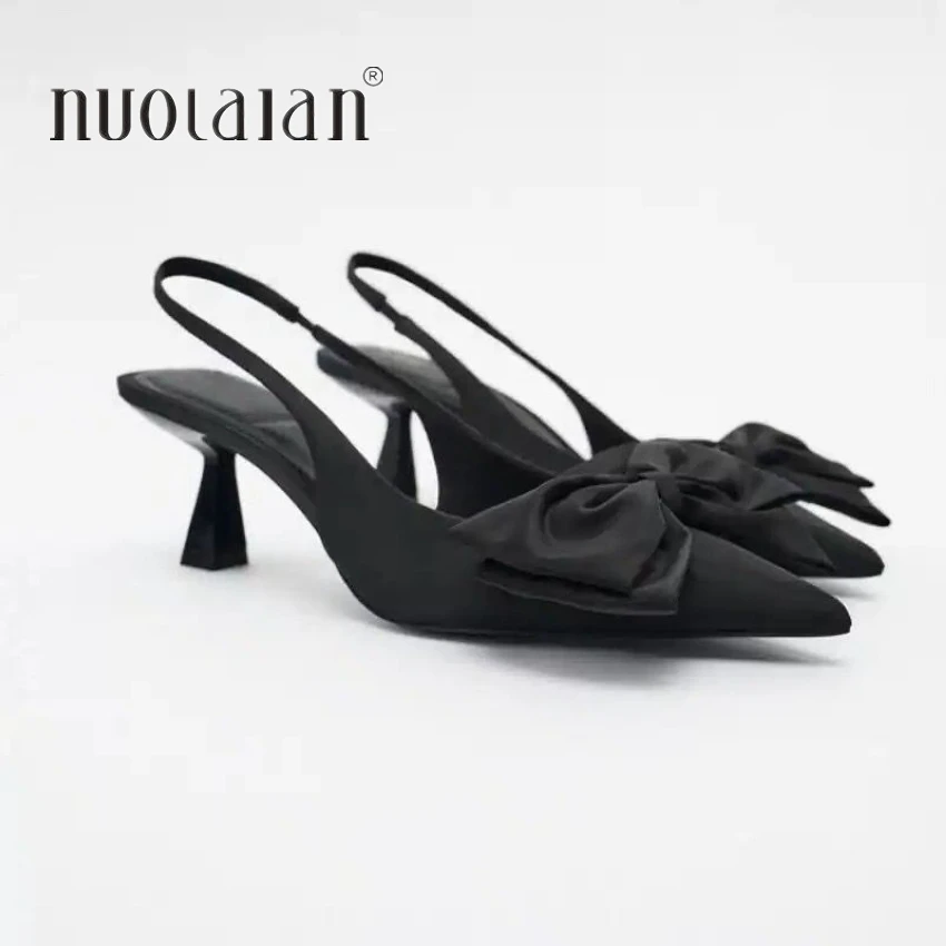 

Новинка 2023, женские туфли-лодочки с бантом, дизайнерская обувь, босоножки на высоком каблуке, женские туфли-лодочки на шпильке, сексуальная женская свадебная обувь, искусственная кожа 42