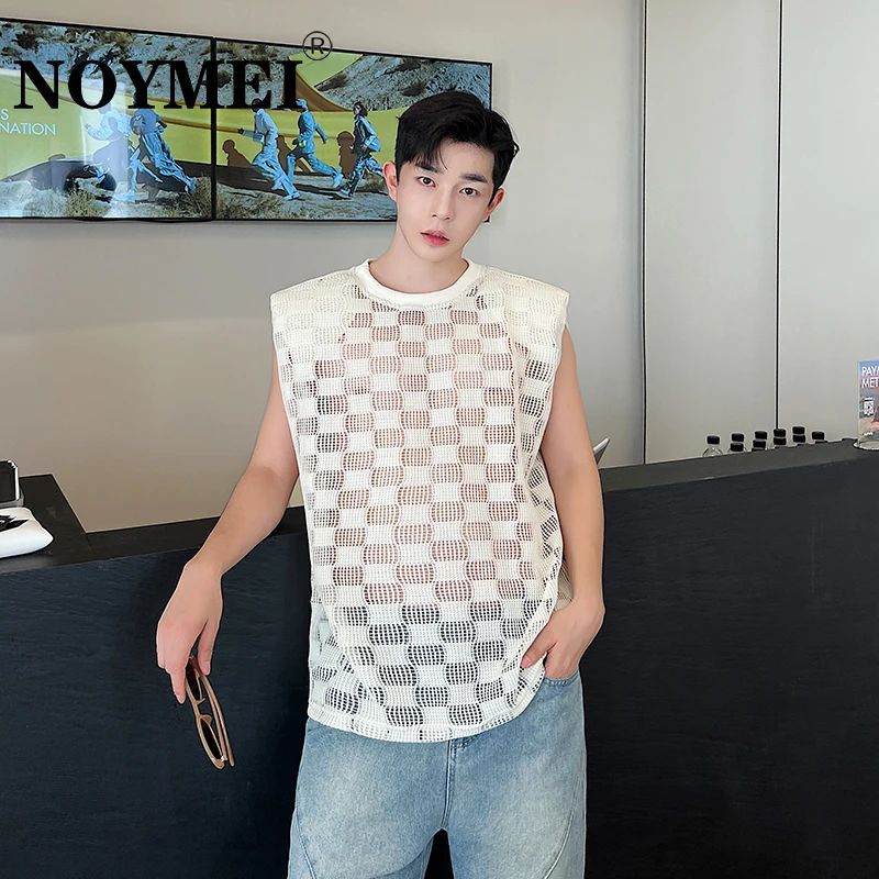 

Модный мужской жилет NOYMEI с круглым вырезом в Корейском стиле без рукавов Прозрачный однотонный сексуальный летний красивый мужской топ WA1600