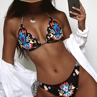 newest sexy bikinis female micro printing swimwear women high cut bikini set string swimming suit for woman white swimsuit