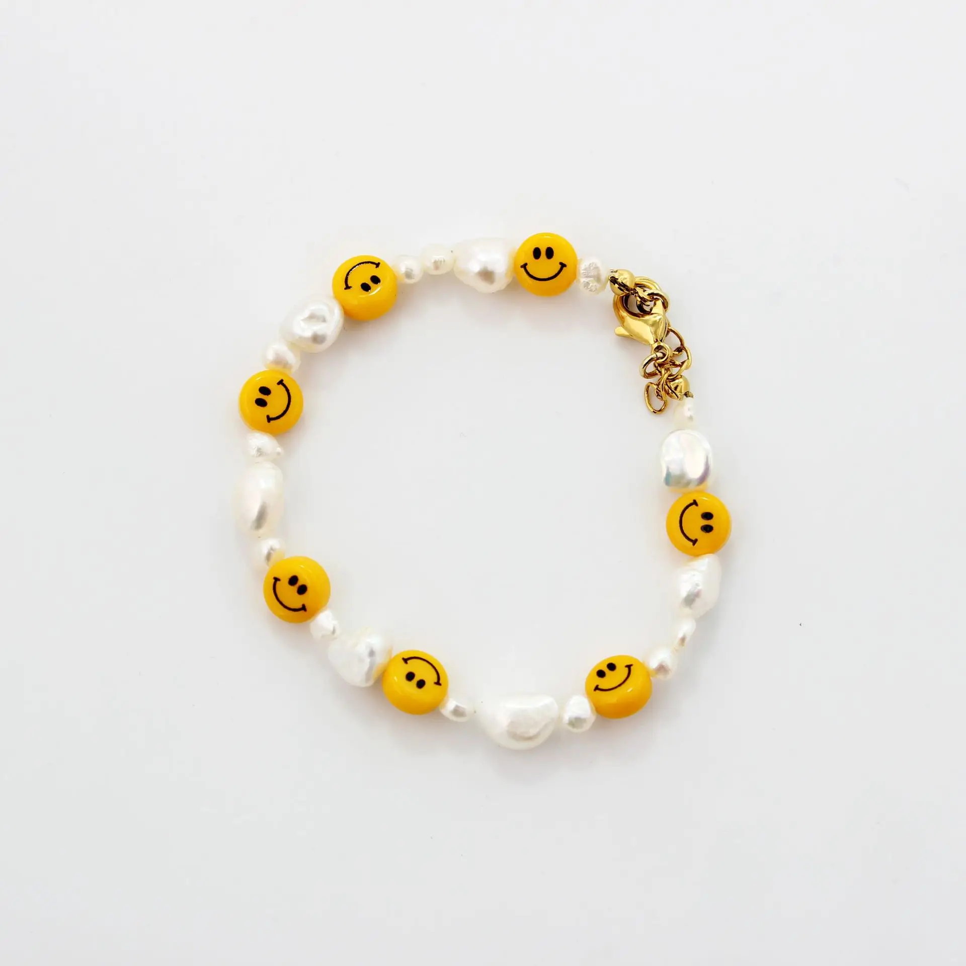 

Ins Fresh Water Pearl Baroque Chamilia Bracelet Jewelry Smiling Face Fashion 2022 Sping Summer Girls Accessories