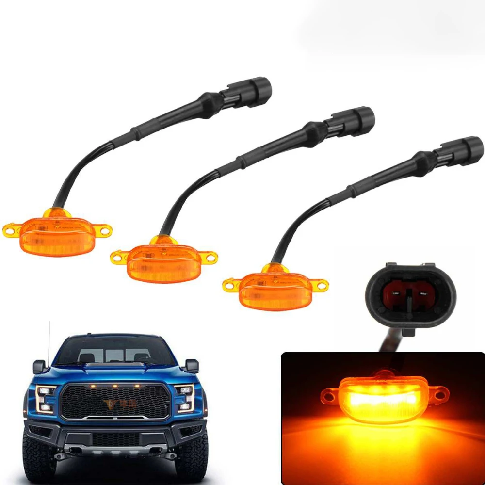 Raptor-style Grille Light Front Amber Grille Lighting Pickup Off Road Warning Fog Lamp For Ford F-150 F150 2010 2011 2012 2013