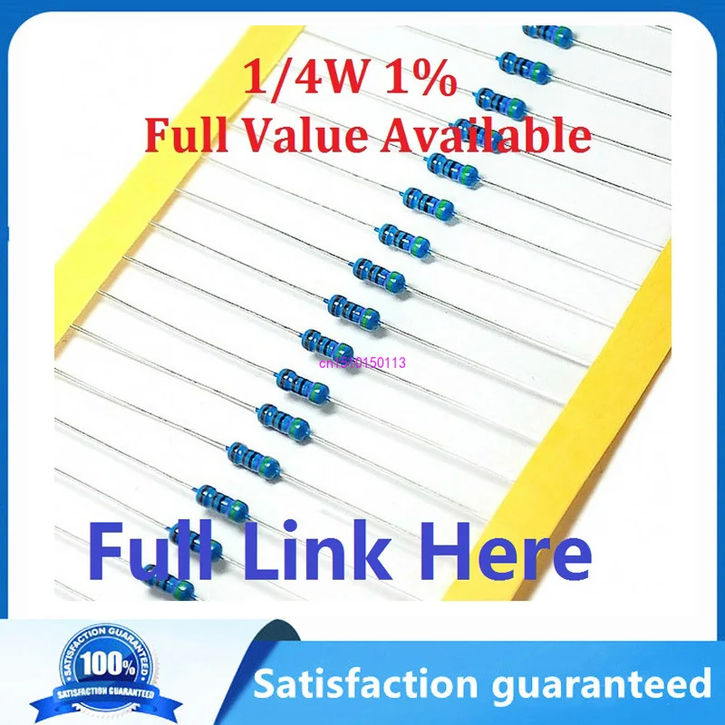 

Free Shipping 100pcs/lot 0.25W Metal Film Resistor +-1% 10K ohm 10K 4.7k 2.2K 1K 100K 470K 360R 560R 820R 910R 1/4W 0R--10M