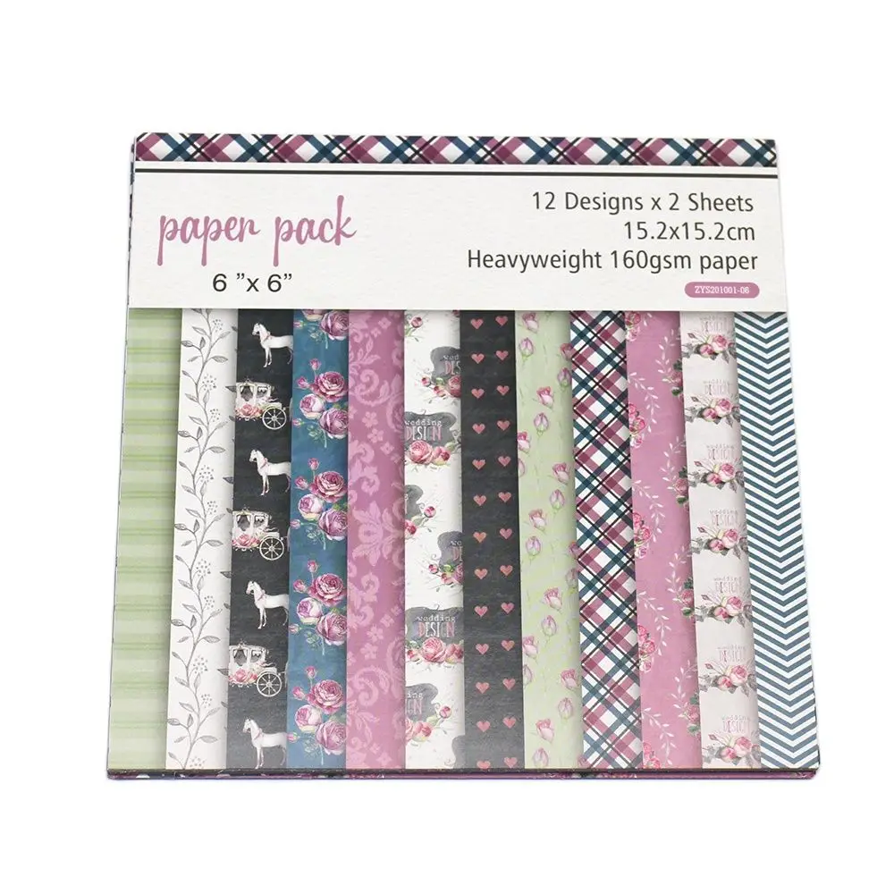 

New 24 sheets of roses perfect line sweet love DIY photo album scrapbook manual card background paper 6 inch pattern paper