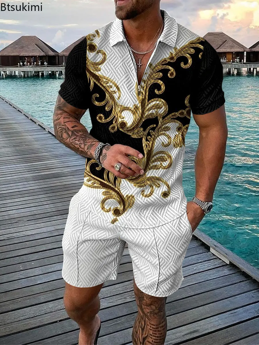 2023 Men's Summer Casual Sets Breathable Tshirt and Shorts Outfits Set Tracksuit Male 3D Printed Sportswear Clothes 2PCS Set Men