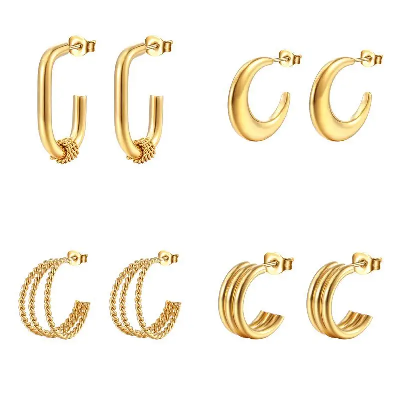 

Minimalist C Shape Earrings for Women Gold Plated Hoop Earring Tarnish Free Stainless Steel Jewelry Ear ring Birthday Gifts