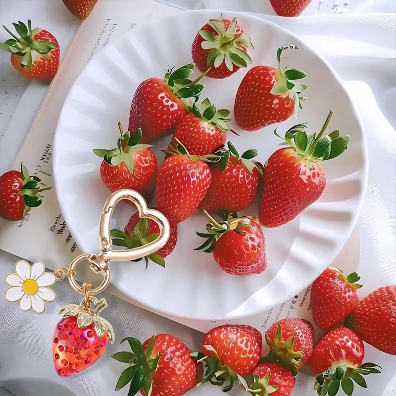 Милый брелок в виде клубники милые брелки сердца и цветка подвески для девочек
