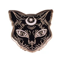 luna the black cat witchy brooch metal badge lapel pin jacket jeans fashion jewelry accessories gift