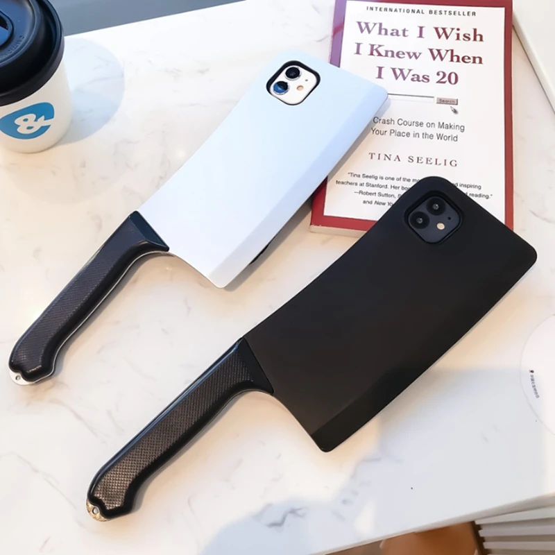 

Funny Cute 3D Kitchen knife Phone Case For iPhone 13Pro MAX Case 13 12 11 Xs Max 7 8 Plus Kitchen Knife Shape Pattern Soft Cover
