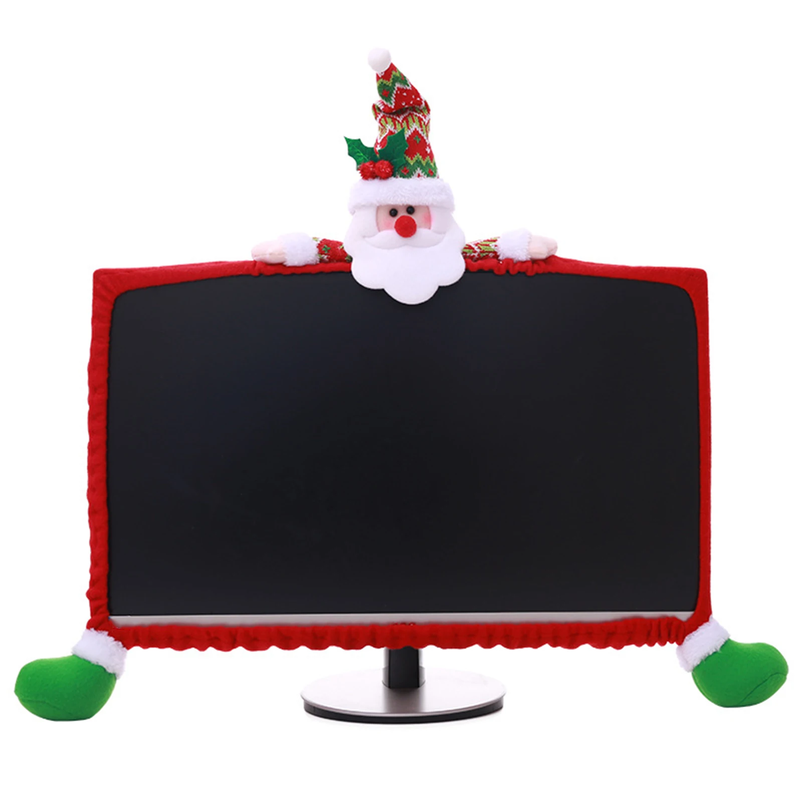 

1pc Christmas LCD Display Case Cover Decor Computer PC TV Monitor Non-Woven Decoration Fit 19~27\\\" Monitor Available