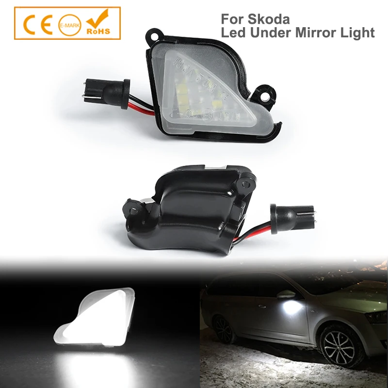

2pcs 6000K No Error LED Under Side Mirror Puddle Lights For Skoda Superb 2 II 2019-2008 Octavia MK3 MK2 5E 12-19 OEM# 3T0945291