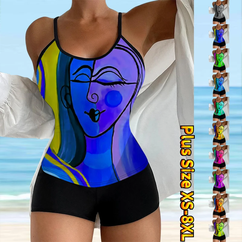 

Купальник Летний из двух частей пляжный купальник с 3D принтом танкини новый комплект танкини пляжная одежда женские модные Монокини