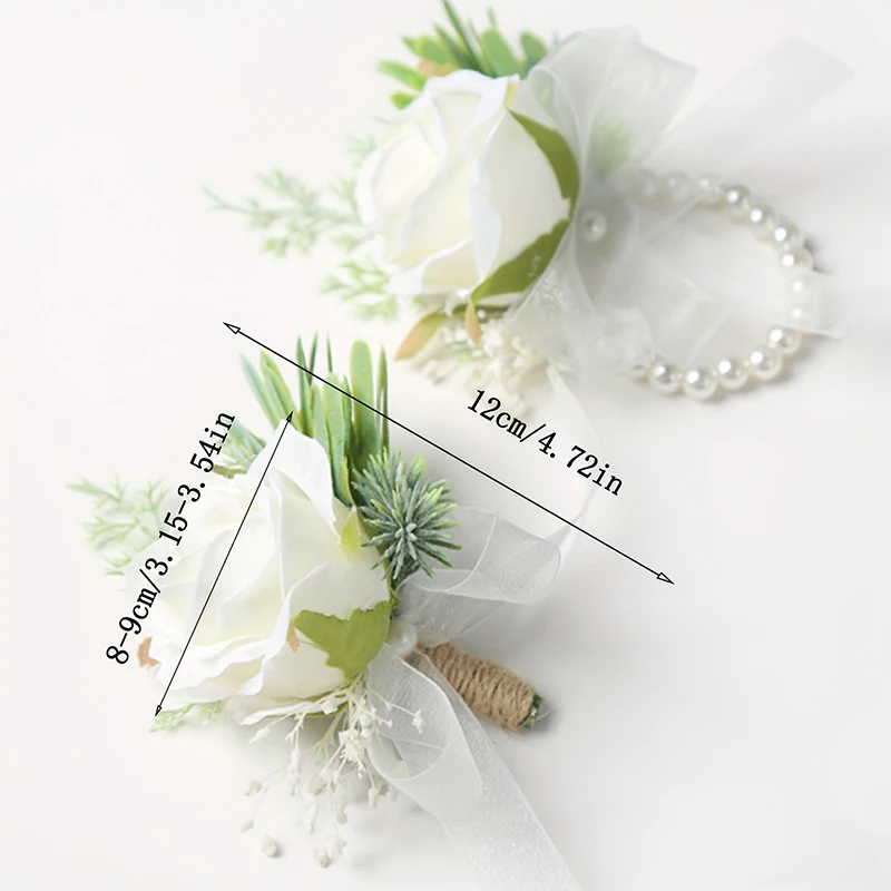 Цветы на запястье для подружки невесты искусственные шелковые розы корсажное