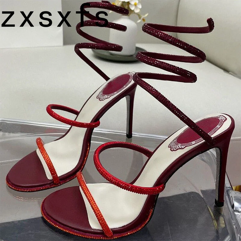 Zxsxfs модельные сандалии на каблуке со стразами туфли для вечеринок женские белые